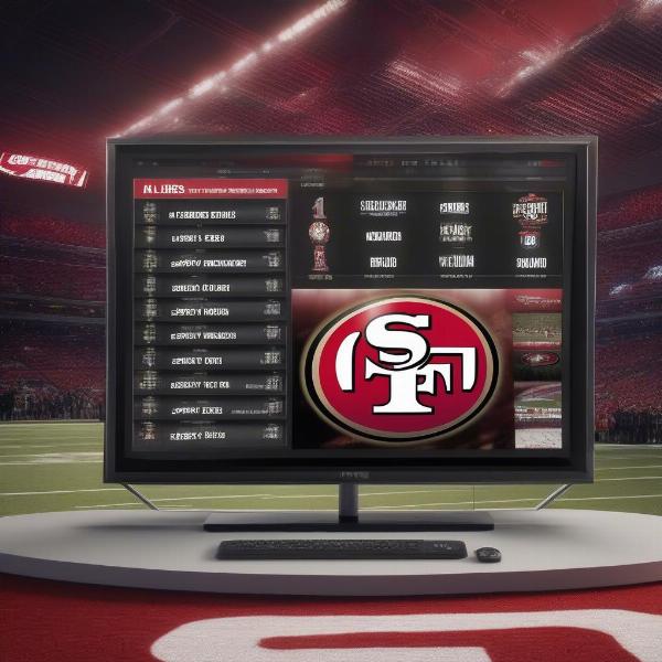 A television showing a broadcast schedule of an NFL game