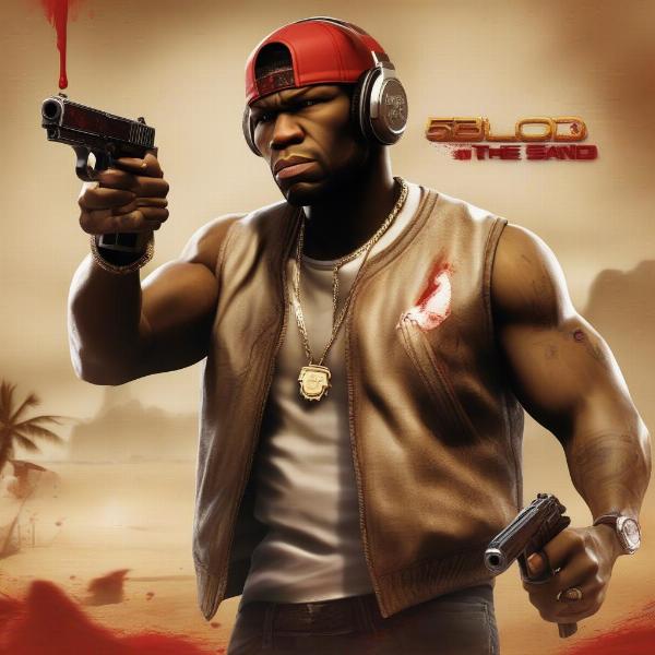 50 Cent Blood on the Sand game cover art with 50 Cent in a combat stance