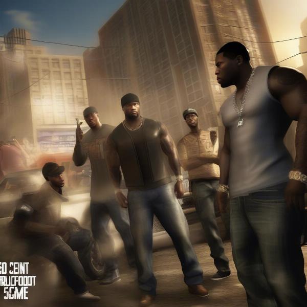 50 Cent Bulletproof game screenshot showcasing 50 Cent and other characters