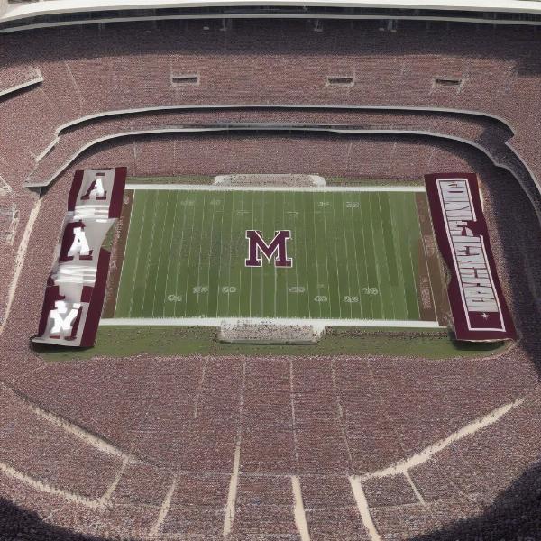 Aggie football stadium crowd cheers loudly during the game