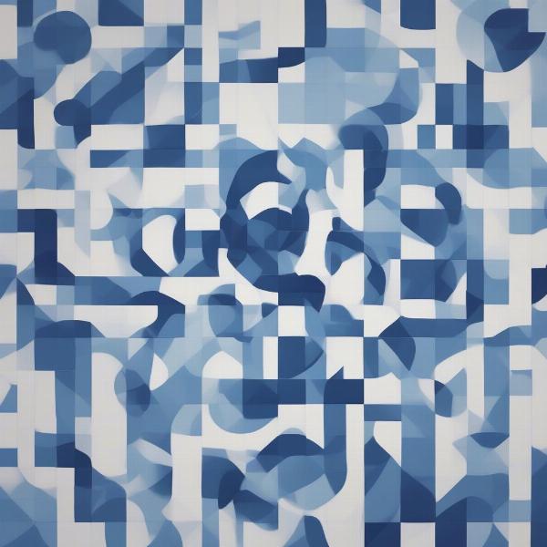 Abstract pattern board game art in blue and white