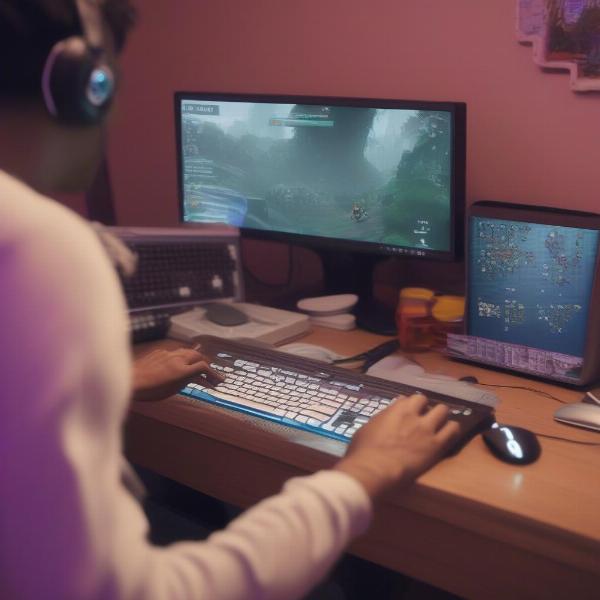 A person playing an adult game on their computer