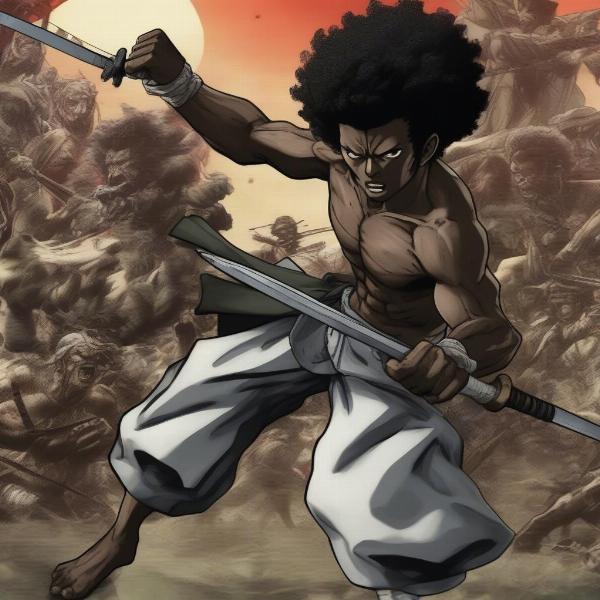 Afro Samurai game combat showing focus mode slow motion