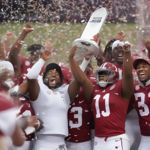 alabama football championship celebration trophy