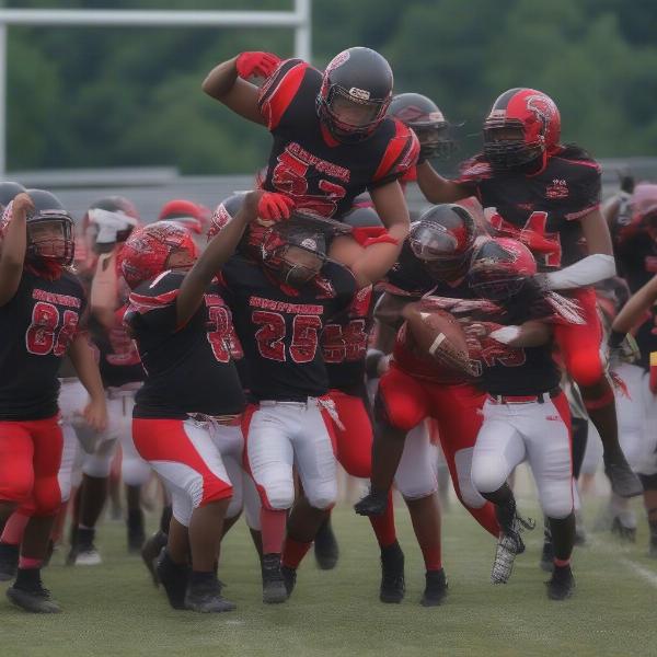 Aliquippa Quips football team celebrating victory