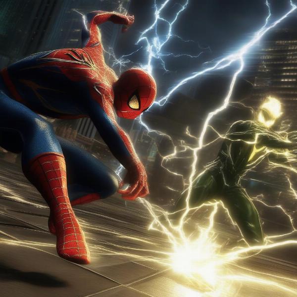 Spider-Man fighting Electro in The Amazing Spider-Man 2 on Xbox 360
