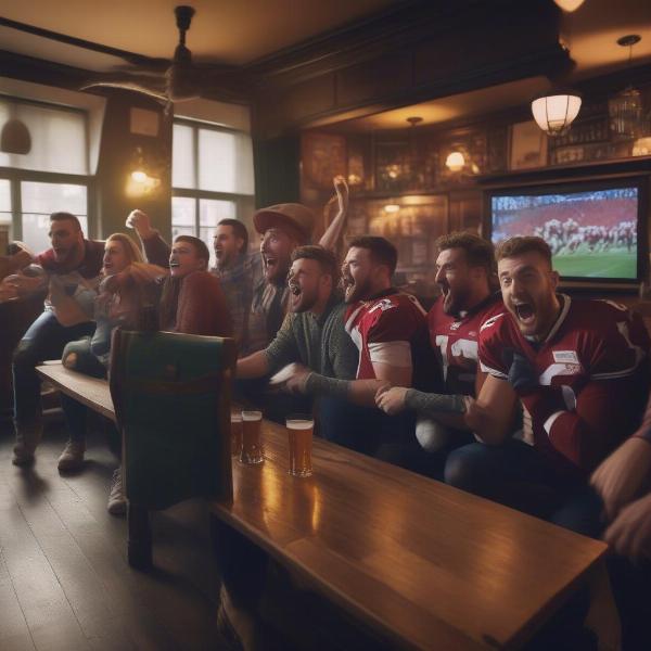 American Football fans in a London pub