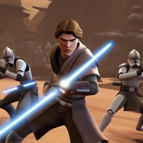 anakin skywalker in a star wars clone wars game