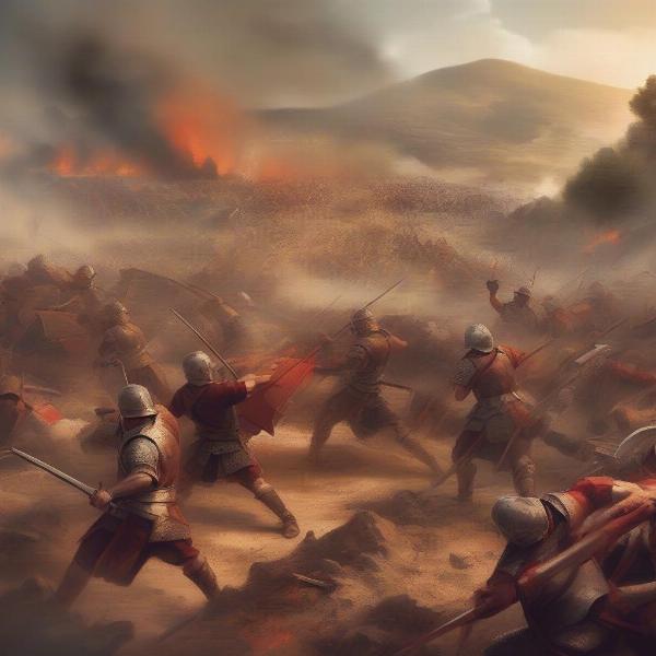 ancient warriors in battle scene