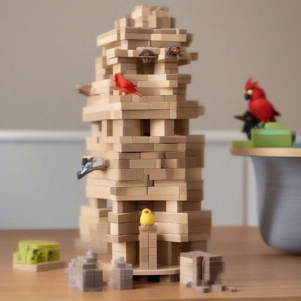 Angry Birds Star Wars Jenga game stacking blocks and birds