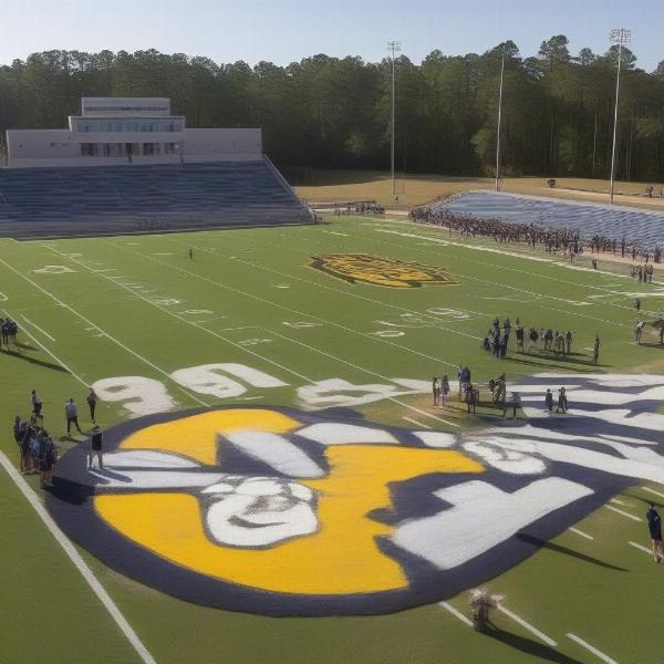Apalachee High School's The Rock decorated for a football game