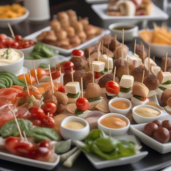 A diverse appetizer platter with various options