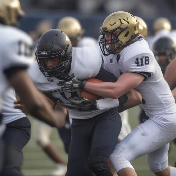 Army Navy Football Game Players Engaging in Fierce Action