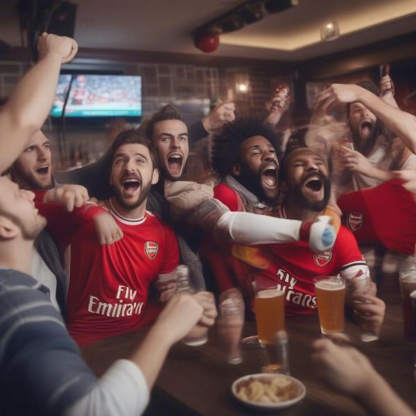 Arsenal Fans Watching at a Bar