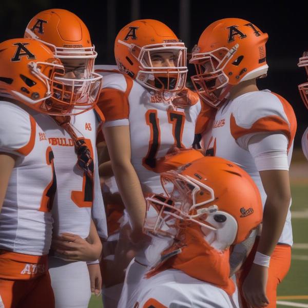 artesia bulldogs team huddle
