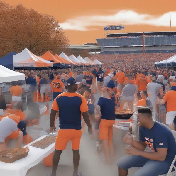 Auburn football fans tailgating at the stadium