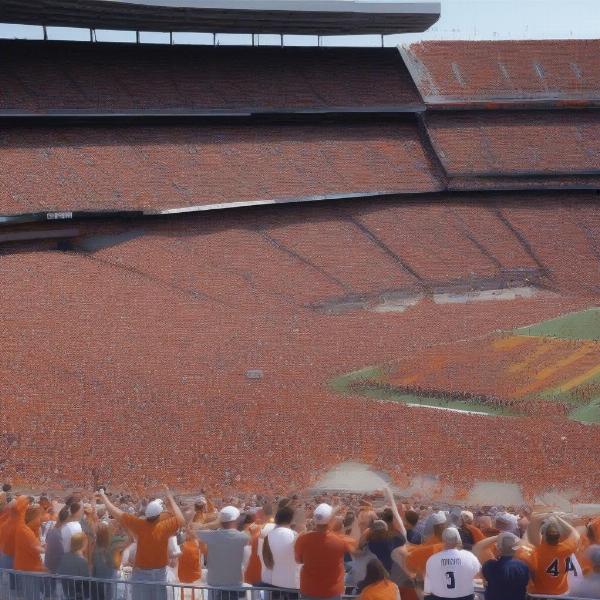 Energetic fans supporting their respective teams during the Auburn vs Oklahoma game