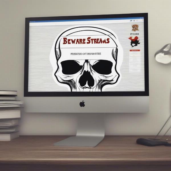 warning symbol on screen about illegal streaming
