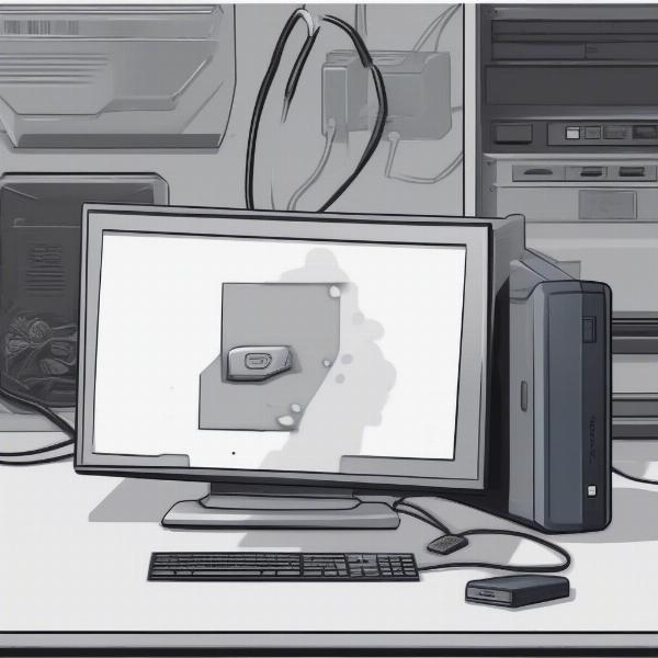 External hard drive next to a computer illustrating game backup