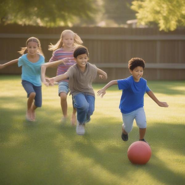 kids playing backyard football game