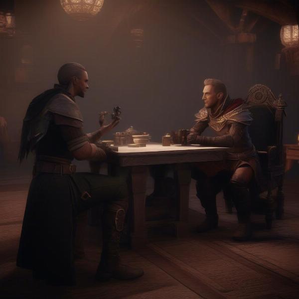 Baldur's Gate III gameplay showing characters in a dialogue with cinematic cutscene