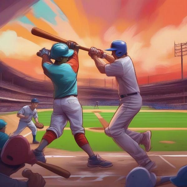 Baseball fighting game concept art