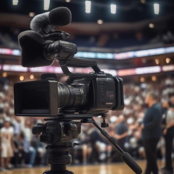 professional camera recording basketball game