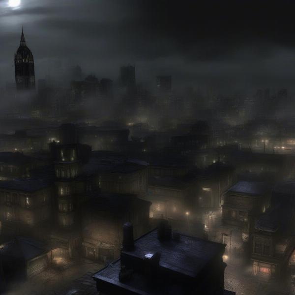 Gotham city in Batman Arkham city Xbox 360