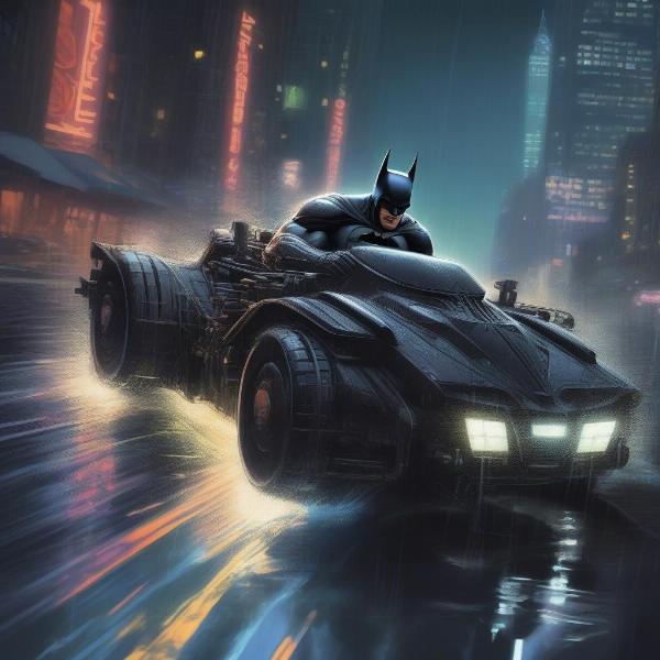 batman arkham knight driving through gotham city