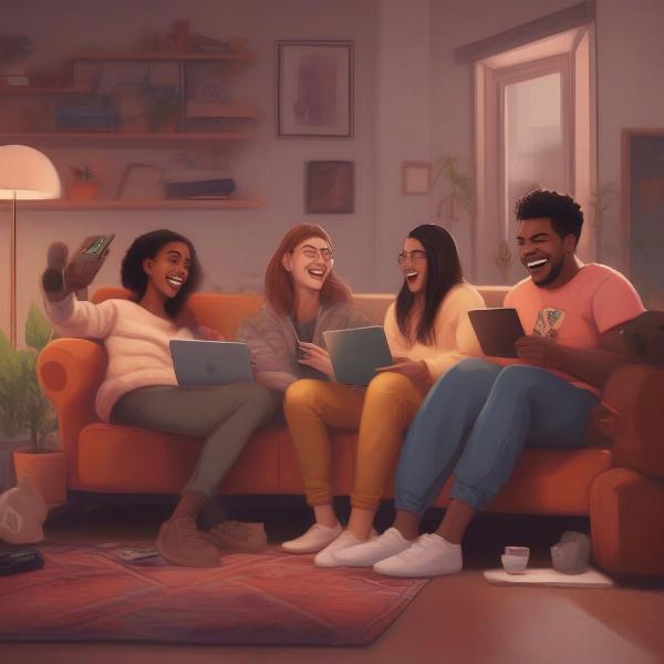 friends laughing and having fun while playing games