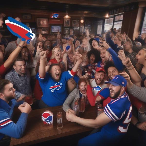 bills fans cheering at london sports bar