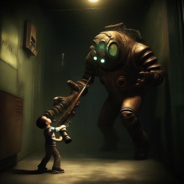 bioshock 2 big daddy combat little sister