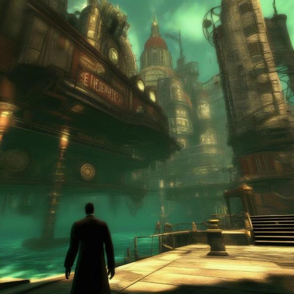 Bioshock screenshot of the underwater city of Rapture on Xbox 360