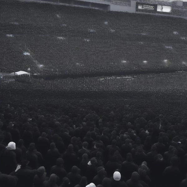 football game crowd in black attire