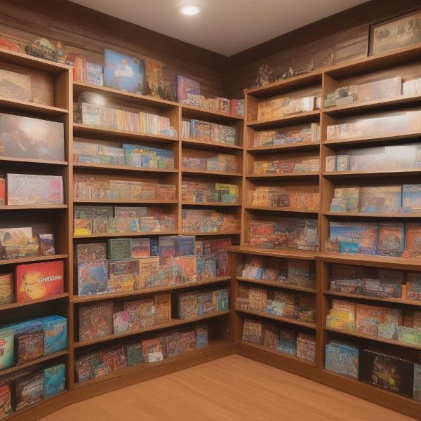 a wide range of board games on display