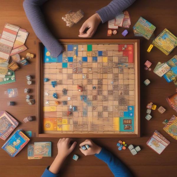 variety of board games on a table
