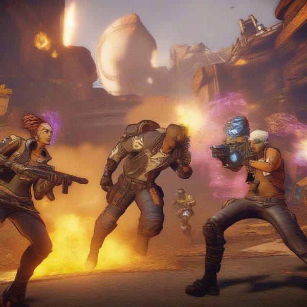 Borderlands Co-op Gameplay with Loot and Shooting Action