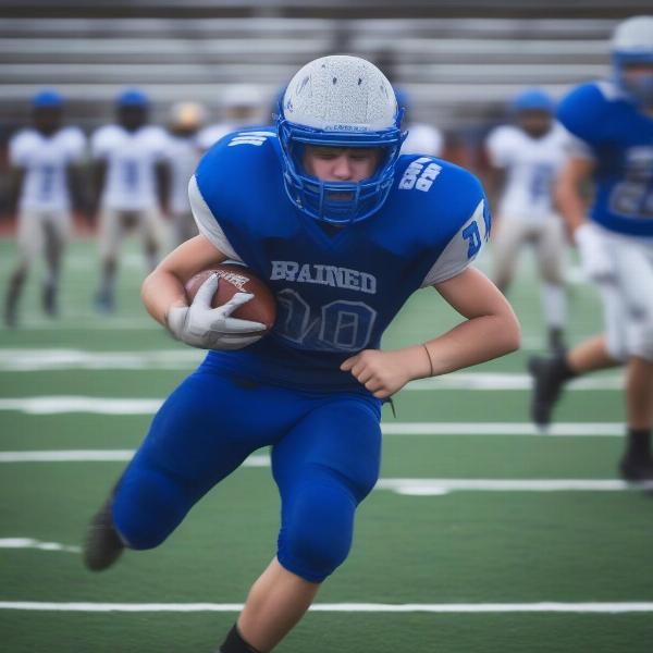Brainerd Warrior football player running on field