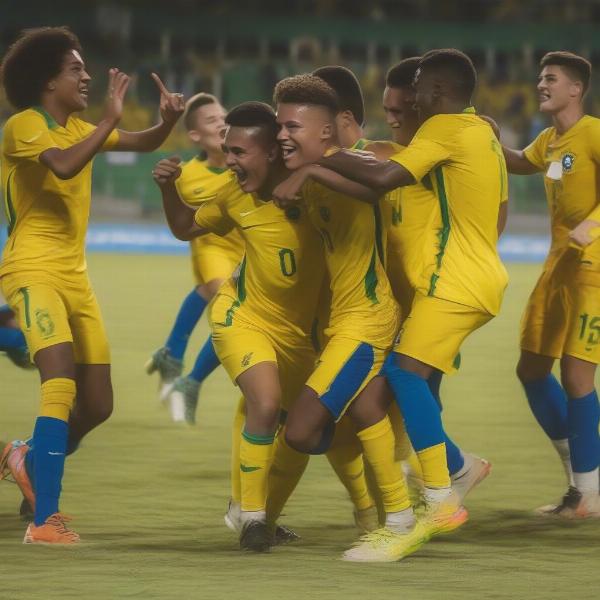 brazil u17 player scoring a goal