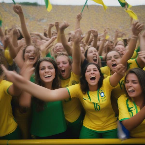 brazil women football cheering