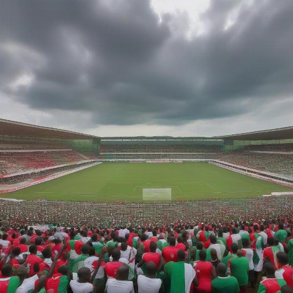 Burundi football stadium with passionate fans during match