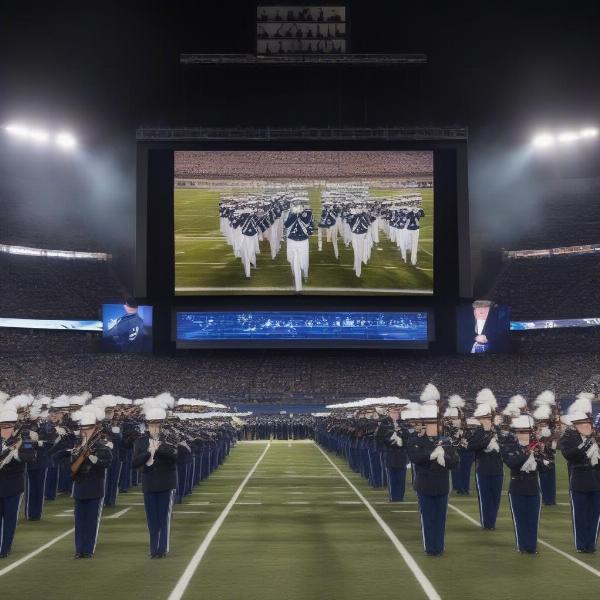 BYU football halftime show includes a tribute to military veterans with a musical performance.