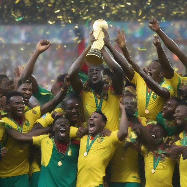 Cameroon national team celebrate African Cup of Nations victory