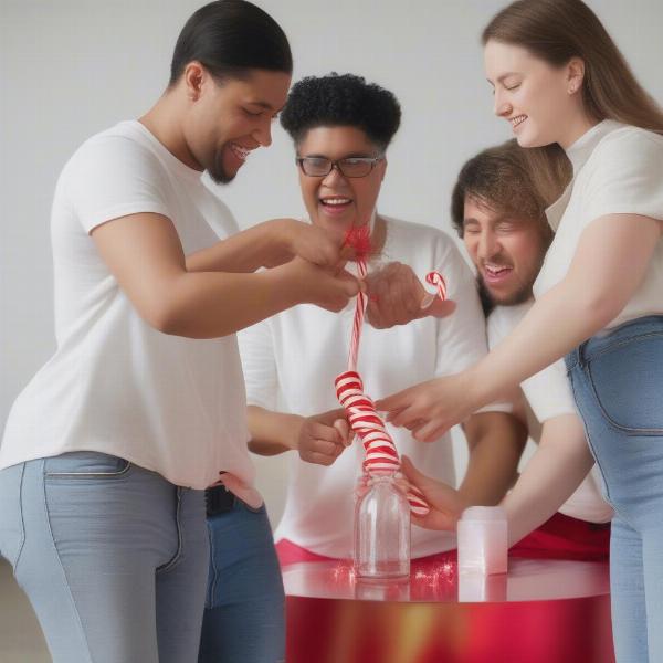 Teamwork Candy Cane Bottle Game Challenge