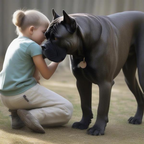 cane corso affectionate with family