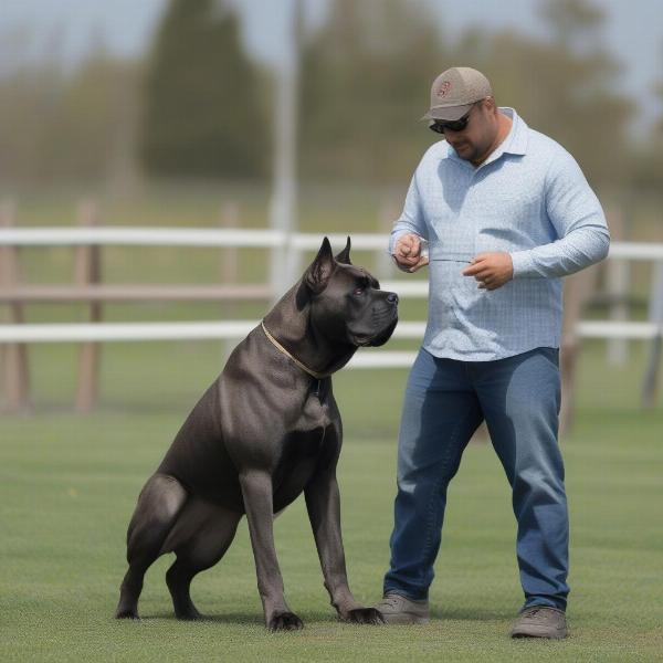 cane corso receiving training session