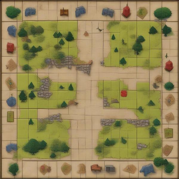 Carcassonne board game in play