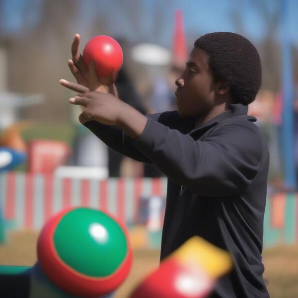 Carnival football toss game soft touch technique