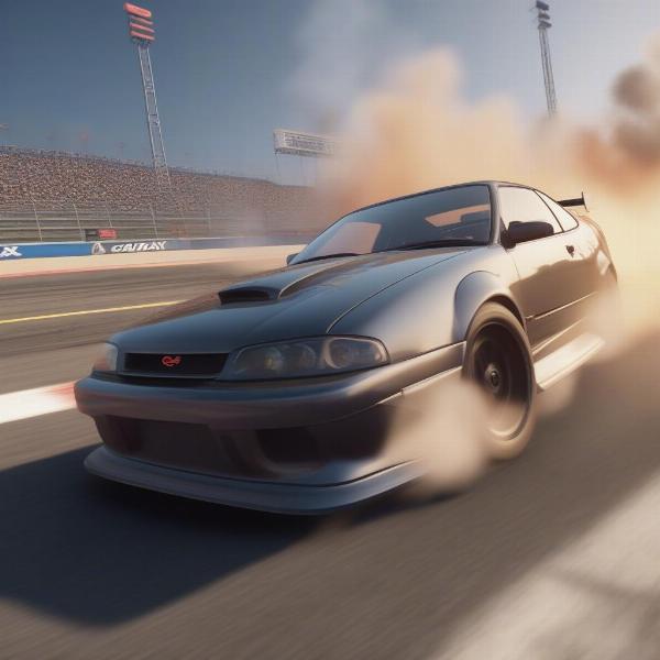 CarX Drift Racing Online gameplay with a car drifting around a bend