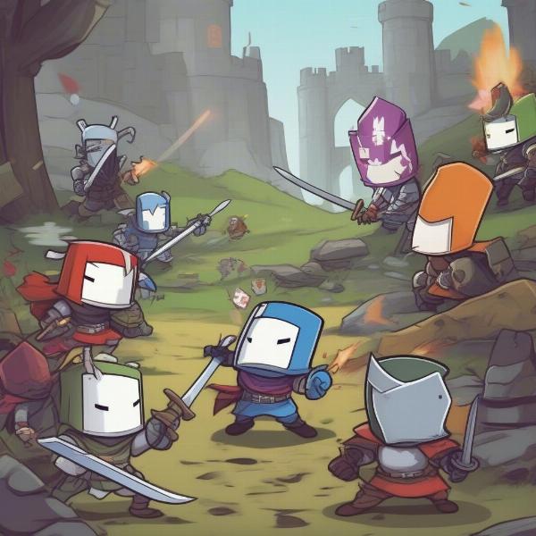 Castle Crashers characters playing co-op on Xbox 360